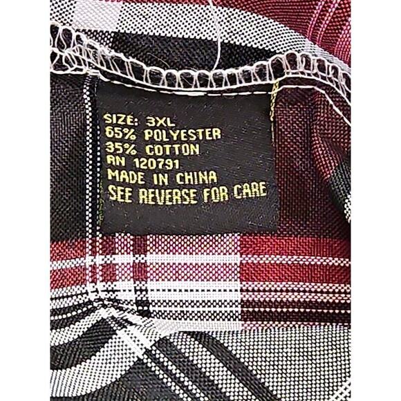 True Rock Shirt Men's 3XL Black Red Plaid Short Sleeve Button Up Pocket Y2K NWT - Picture 16 of 16